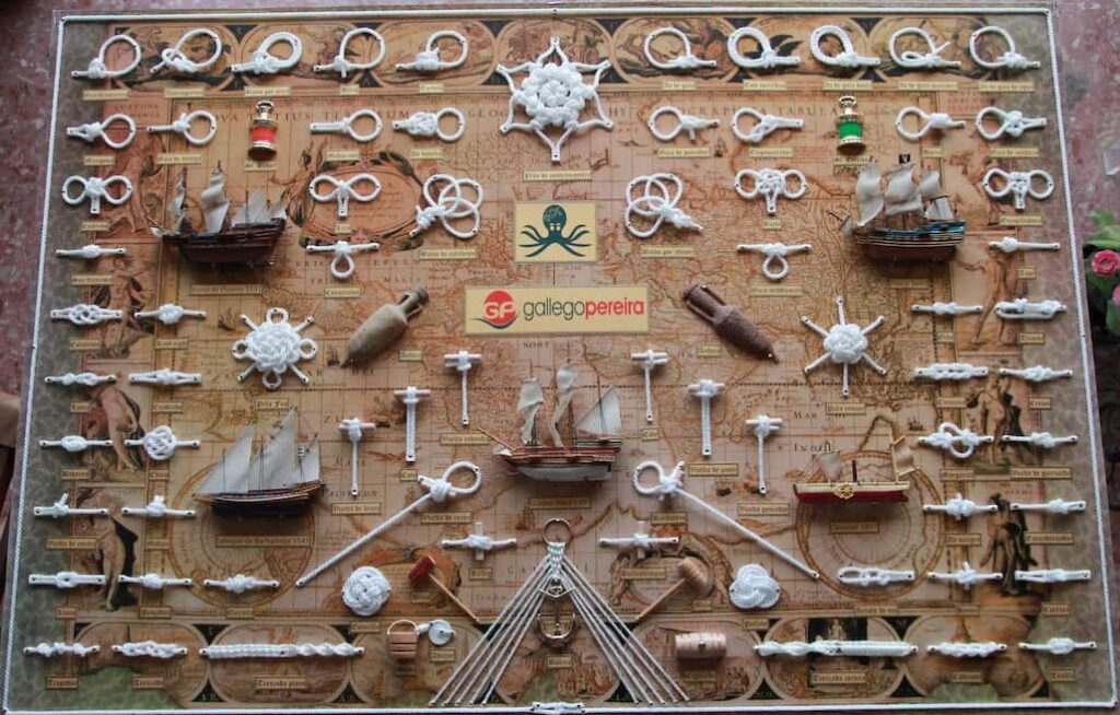 Cuadro de nudos. 90x60cm Carta antigua y Veleros